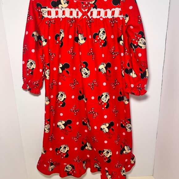 Vintage Disney Minnie the Mouse Nightgown Christmas Ruffle Toddler Cottage Core - Picture 2 of 7